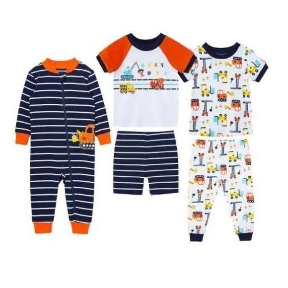 Little Me Other - Little Boys Construction Vehicle Pajama 5 piece set Baby Boy PJS